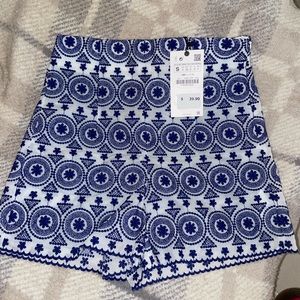 White and Blue Elegant Short